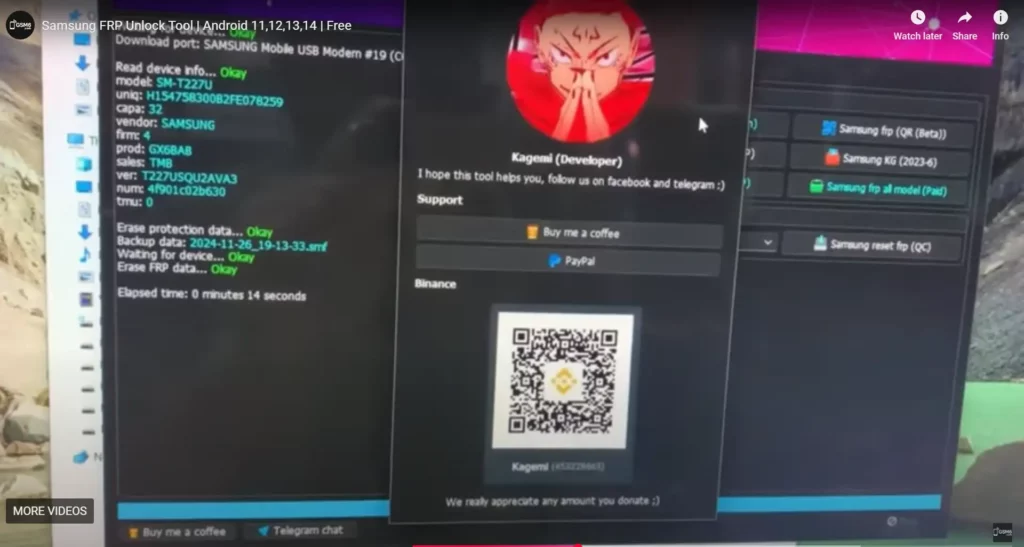 proof of successful google account removal on samsung galaxy tab a7 lite by using samflash v4.1 frp bypass tool