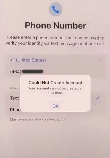 Apple ID creation error could not create account verification failed solution guide