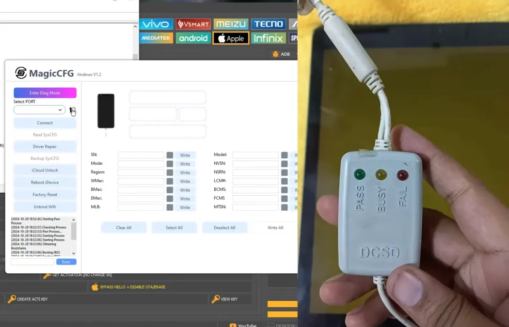Changing serial number in Purple Mode using DCSD cable and MagicCFG tool