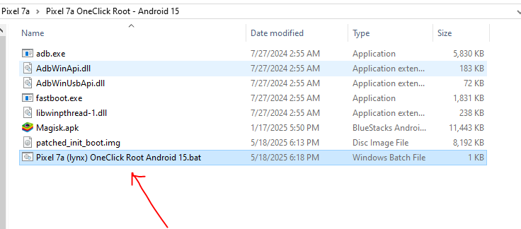 Google Pixel 7a One-Click Root Tool command line interface screenshot