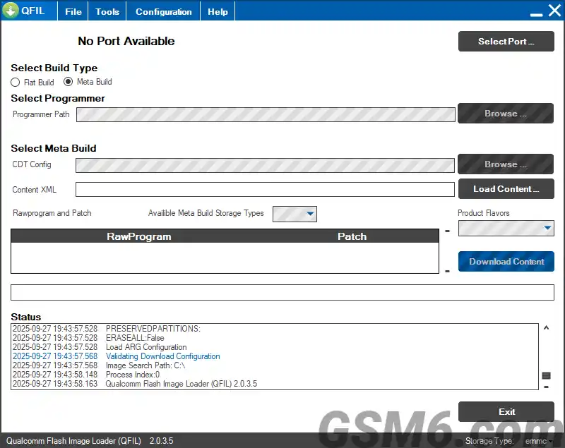 QPST v2.7.497 Qualcomm configuration QFIL tool screenshot for QCN restoration